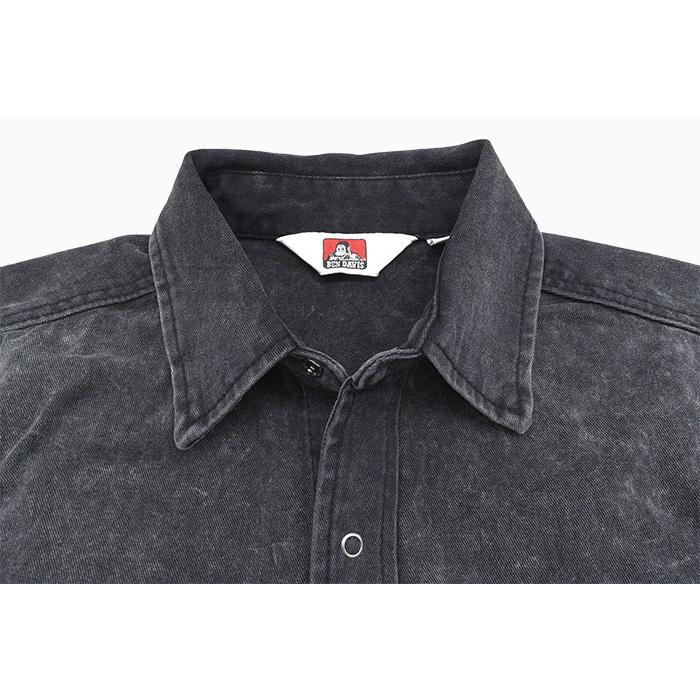 BEN DAVIS ベンデイビス シャツ 長袖 メンズ ブリーチド ツイル