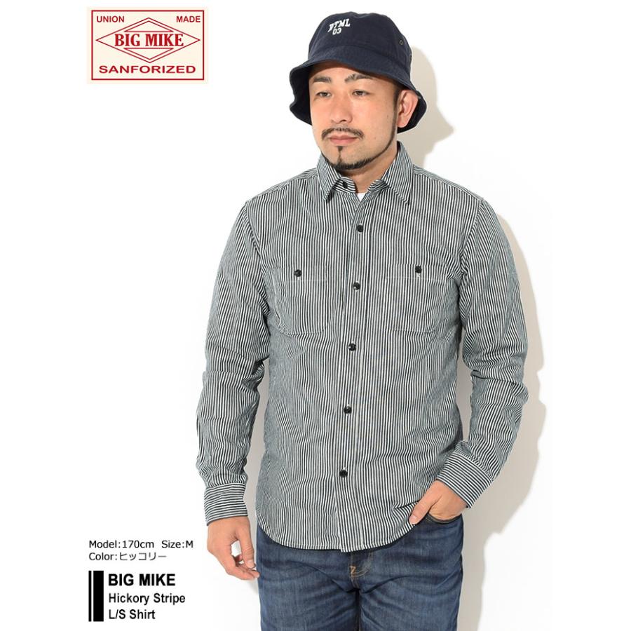 BIG MIKE（ビッグマイク） シャツ 長袖 メンズ ヒッコリー ストライプ