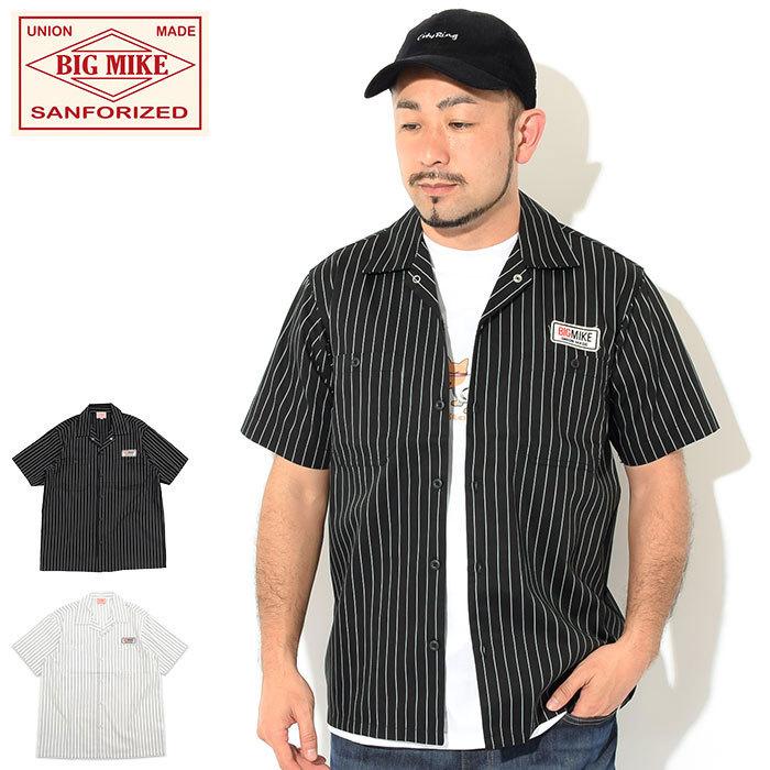 BIG MIKE（ビッグマイク） シャツ 半袖 メンズ ワッペン ストライプ