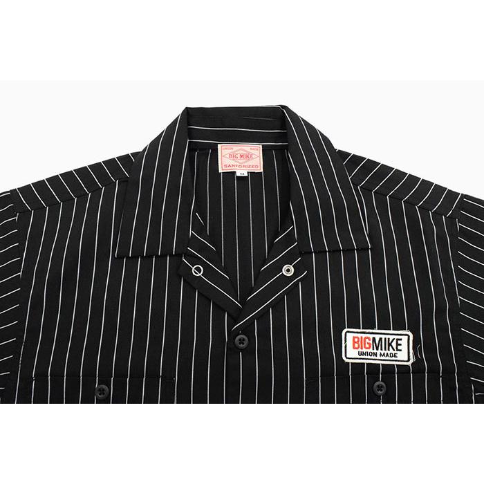 BIG MIKE（ビッグマイク） シャツ 半袖 メンズ ワッペン ストライプ