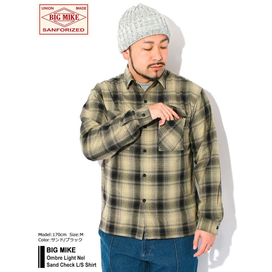 BIG MIKE（ビッグマイク） シャツ 長袖 メンズ オンブレ ライト ネル