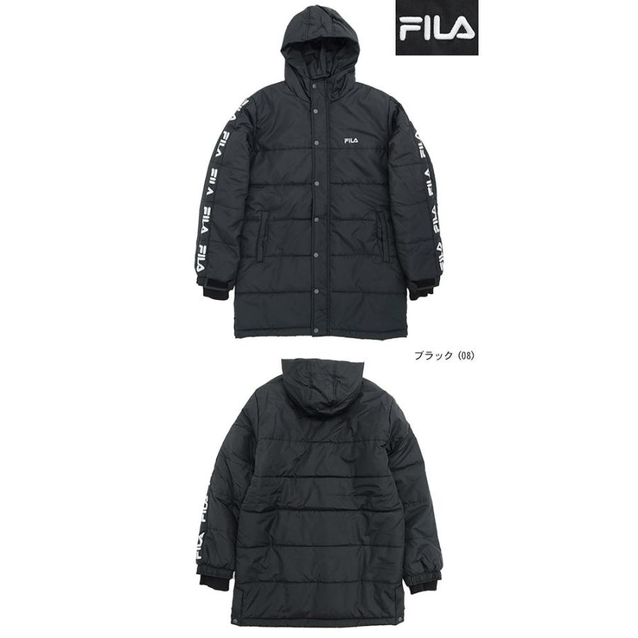 PADDED NYLON BENCH COAT(BLACK/WHITE)Lサイズ FILA（フィラ） ジャケット メンズ パディング ベンチコート(FILA