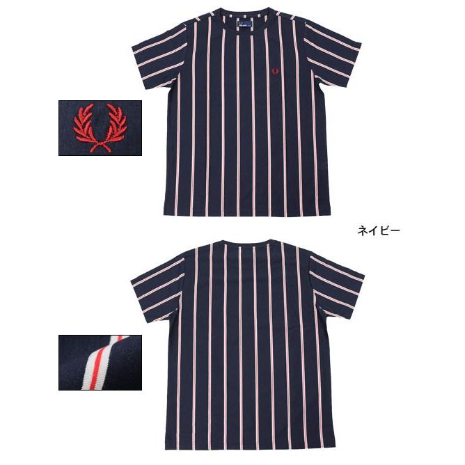 フレッドペリー FRED PERRY Tシャツ 半袖 メンズ ストライプ 日本企画(F1597 Stripe S/S Tee JAPAN LIMITED カットソー トップス 日本製)｜icefield｜02