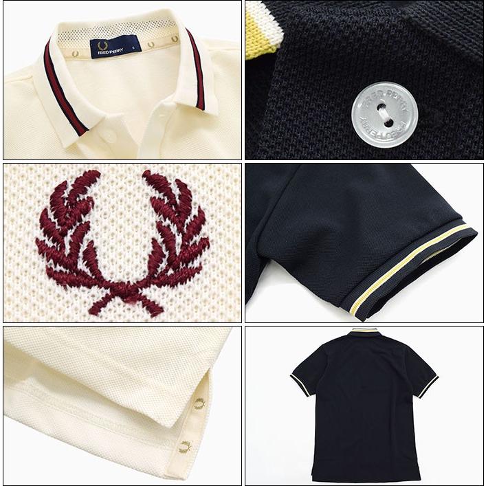 フレッドペリー ポロシャツ 半袖 FRED PERRY メンズ ドライミックス ボンバー ティップド ピケ(F1688 Polo 鹿の子 日本製 トップス)｜icefield｜03