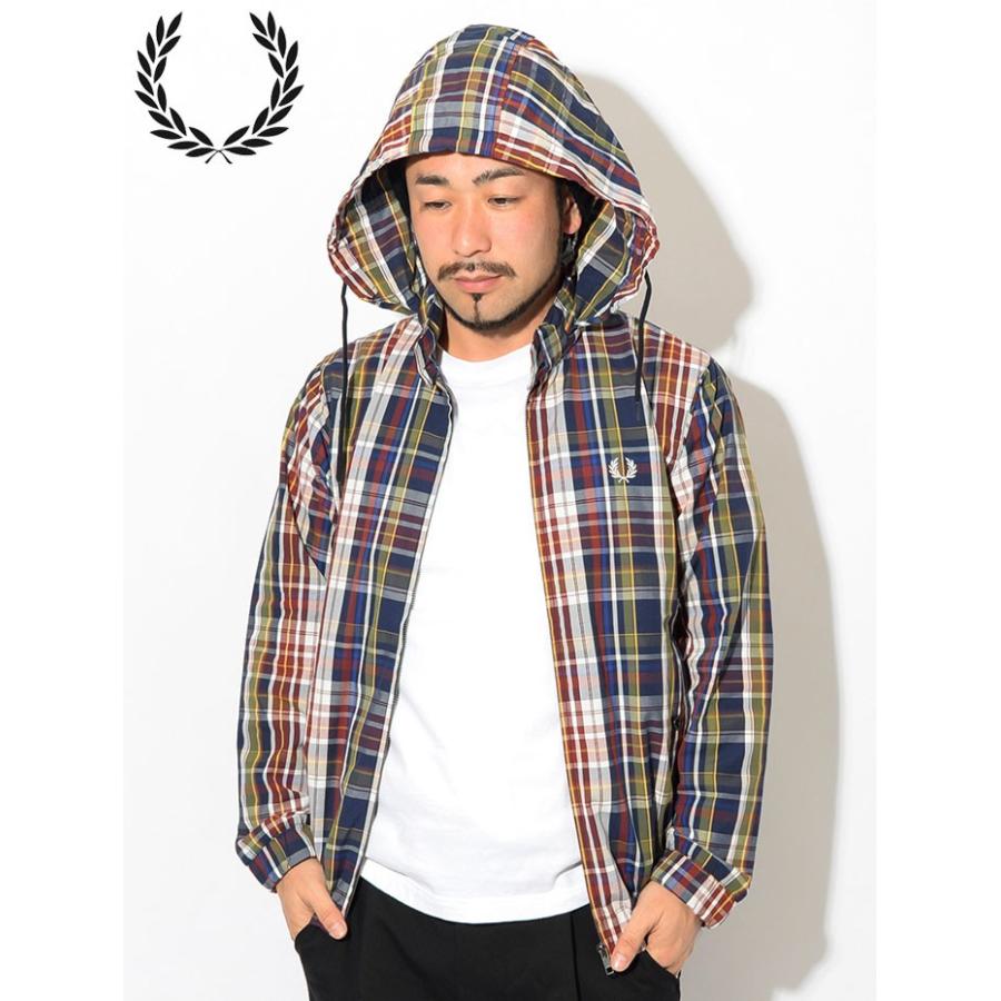 美品 イングランド製 FRED PERRY ハリントンジャケット チェック ロゴ FRED PERRY ブルゾン アウター Made In England Harrington