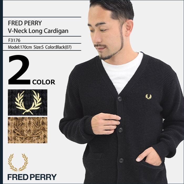 フレッドペリー カーディガン FRED PERRY メンズ Vネック ロング 日本企画(F3176 V-Neck Long Cardigan JAPAN LIMITED トップス)｜icefield