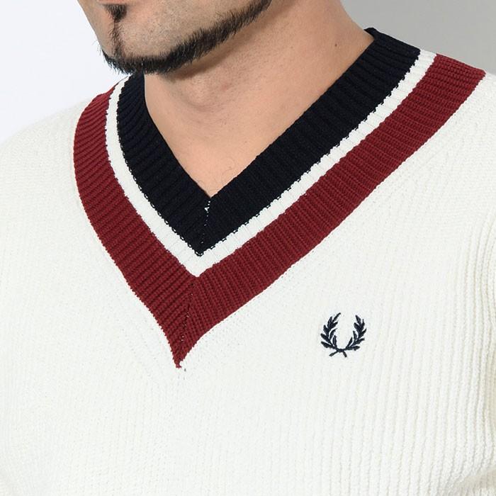 フレッドペリー　Ｖネックチルデンニット FRED PERRY（フレッドペリー） ストライプド Vネック ジャンパー
