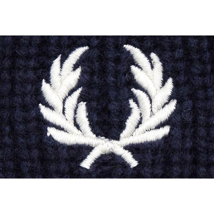 フレッドペリー / ラグラン 畦ニット M 濃紺 ロゴ刺繍 サイドスリット フレッドペリー / ラグラン 畦ニット M 濃紺 ロゴ刺繍 サイドスリット