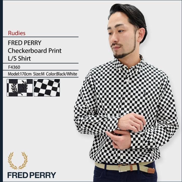 フレッドペリー FRED PERRY シャツ 長袖 メンズ チェッカーボード プリント ルーディーズ(F4360 Checkerboard Print L/S Shirt Rudies)｜icefield