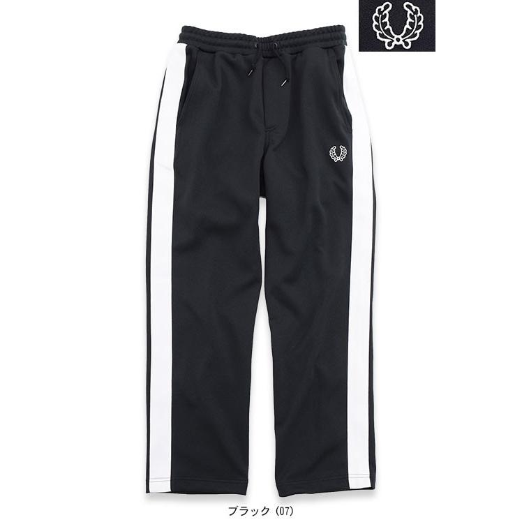Freed Perry ブラック ナイロン サイドストライプパンツ FRED PERRY フレッドペリー ジャージー パンツ メンズ サイド