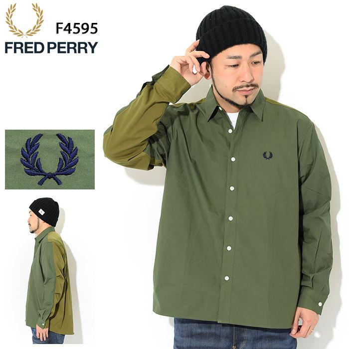 フレッドペリー シャツ 長袖 FRED PERRY メンズ フィッシュテイル 日本企画 ( F4595 Fishtail L/S Shirt JAPAN LIMITED ビッグシルエット )｜icefield