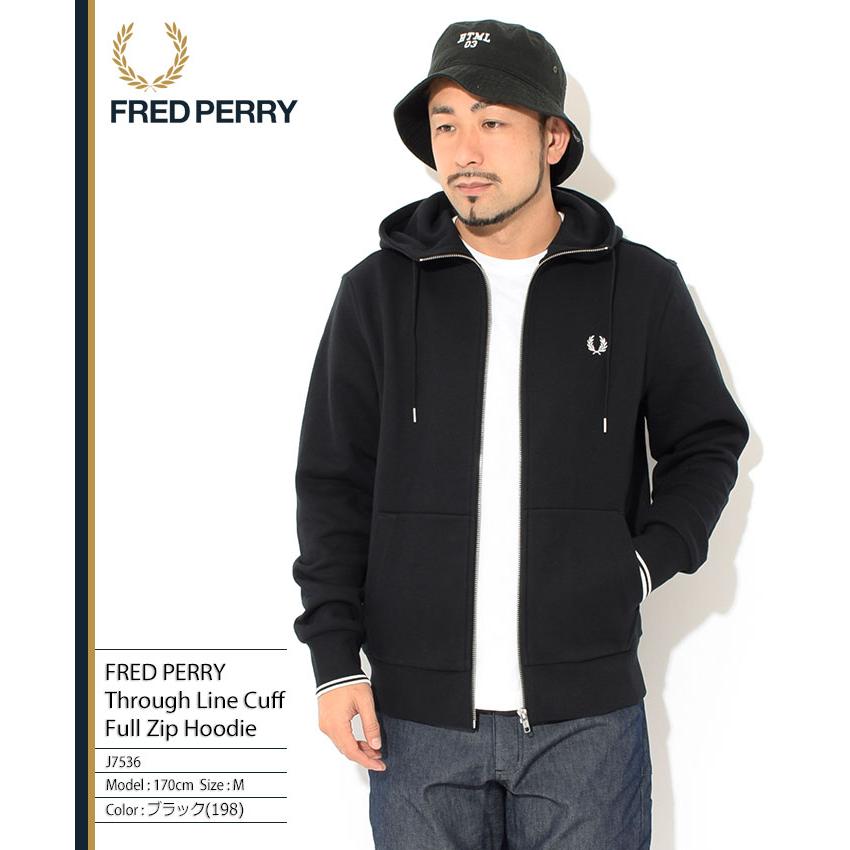 フレッドペリー パーカー ジップアップ FRED PERRY メンズ スルー ライン カフ フル ジップ フーディ ( J7536 Through Line Cuff Hoodie スウェット トップス )｜icefield｜06