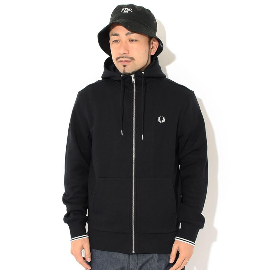 Fred Perry ブラック ジップアップパーカー FRED PERRY フレッドペリー パーカー ジップアップ メンズ