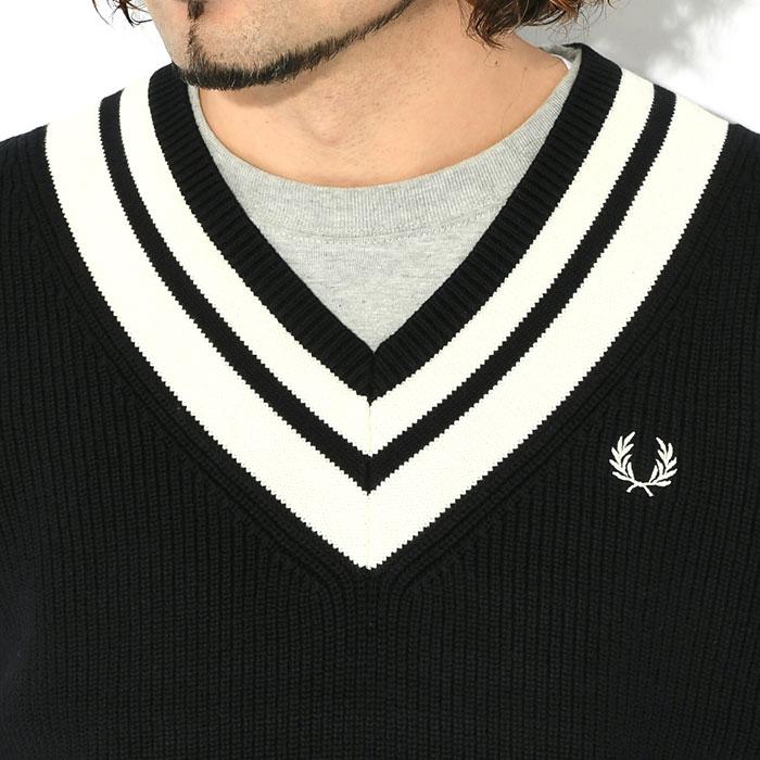 FRED PERRY フレッドペリー ベスト メンズ ストライプド トリム FRED PERRY フレッドペリー ベスト メンズ ストライプド トリム