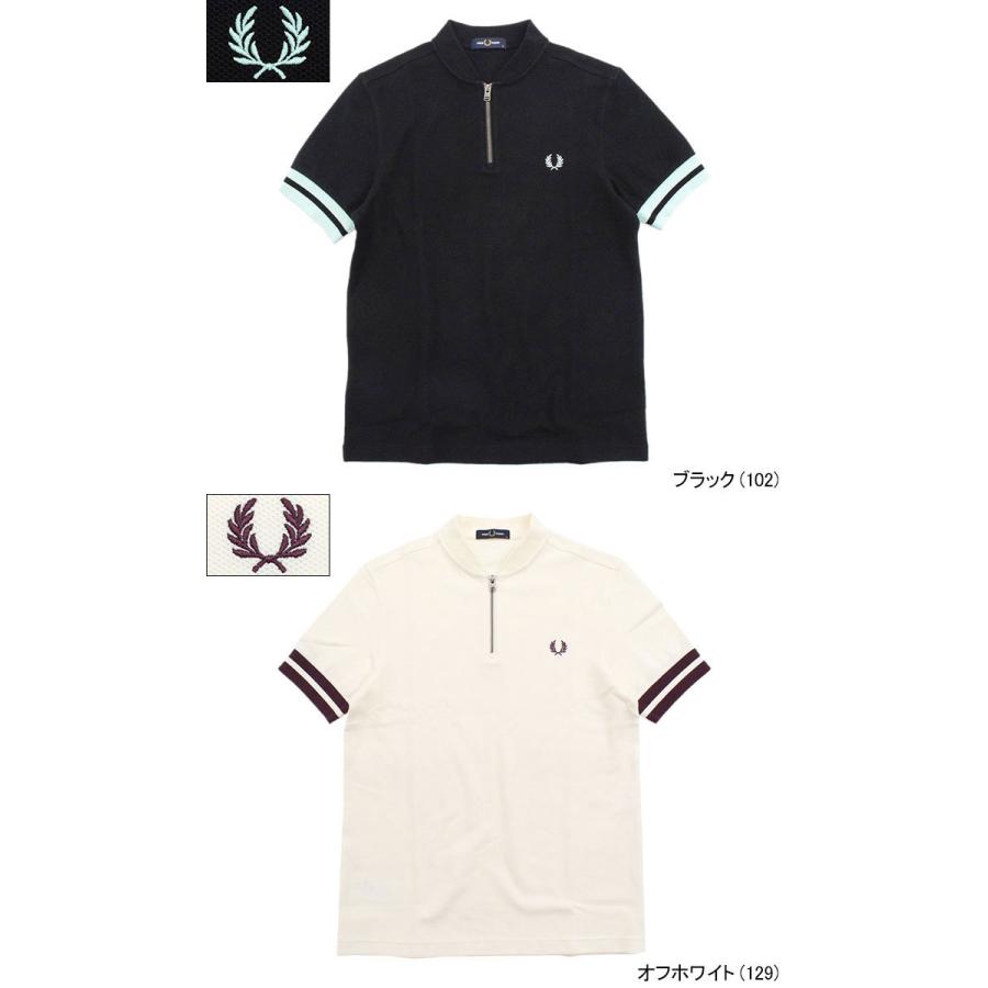 フレッドペリー ポロシャツ 半袖 FRED PERRY メンズ ティップド カフ ジップ ネック ( M1623 Tipped Cuff Zip Neck S/S Polo Shirt 鹿の子 )｜icefield｜04