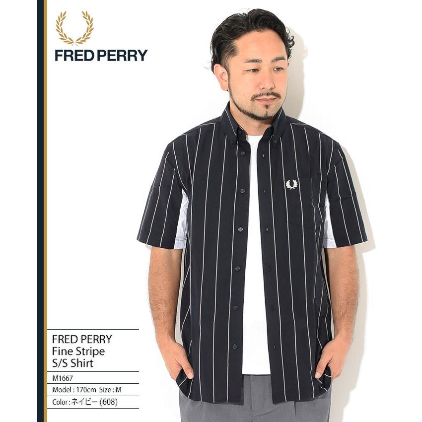 フレッドペリー シャツ 半袖 FRED PERRY メンズ ファイン ストライプ