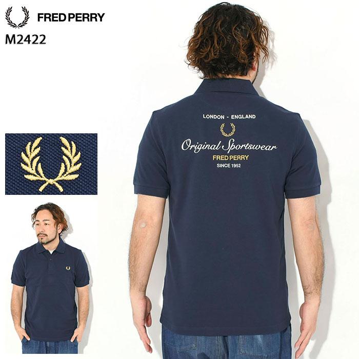 FRED PERRY ポロシャツ ネイビー ロゴ刺繍 M FRED PERRY（フレッドペリー） ロゴ刺繍 ポロシャツ コットン M 紺
