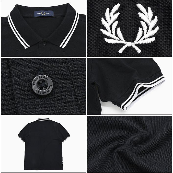 フレッドペリー　M3600　ポロシャツ　メンズ　白×黒　Mサイズ FRED PERRY（フレッドペリー） FRED PERRY M3600 ポロシャツ メンズ