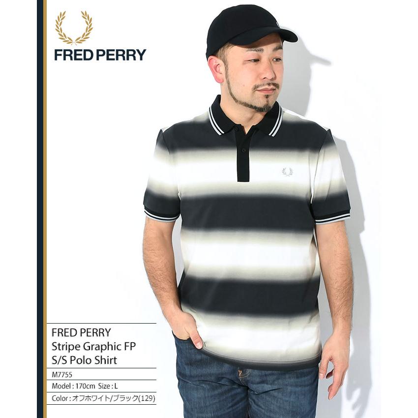 フレッドペリー ポロシャツ 半袖 FRED PERRY メンズ ストライプ グラフィック FP ( M7755 Stripe Graphic FP S/S Polo Shirt ポロ トップス )｜icefield｜03