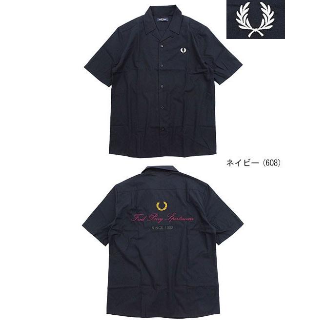 フレッドペリー シャツ 半袖 FRED PERRY メンズ エンブロイダード リビア カラー ( M8646 Embroidered Revere Collar S/S Shirt トップス )｜icefield｜06