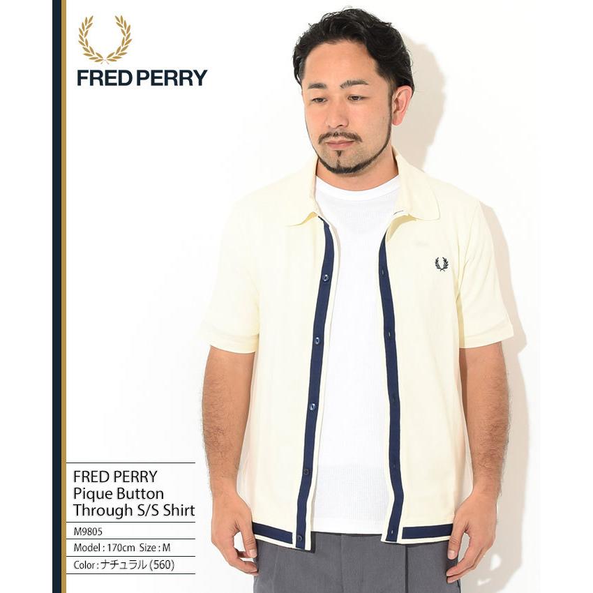 FRED PERRY（フレッドペリー） シャツ 半袖 メンズ ピケ ボタン スルー