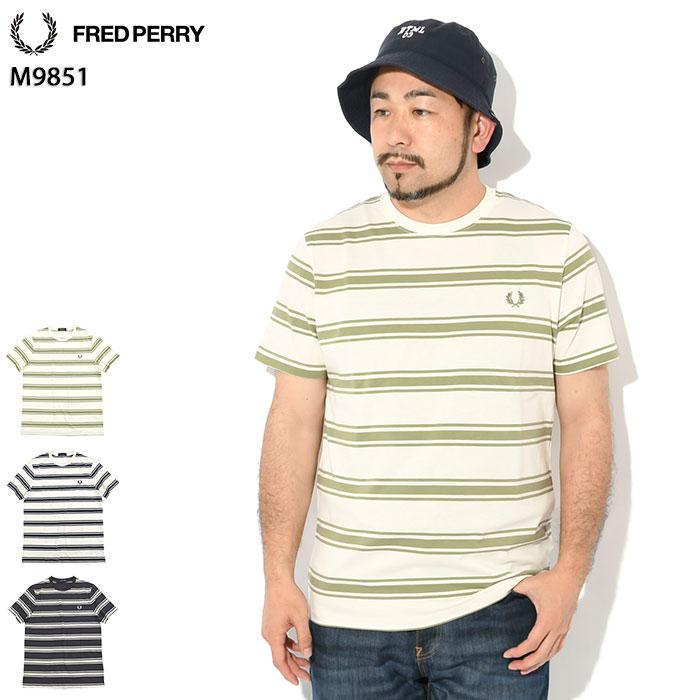 FRED PERRY Tシャツ M9851 FINE STRIPE T-SHIRT Fine Stripe T-Shirt - Light Smoke | Men's T-Shirts