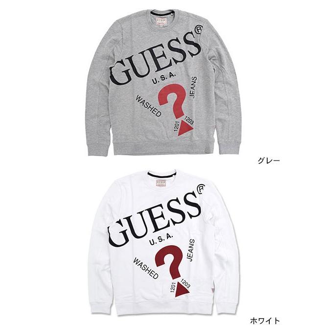 GUESS　ゲス　ハーフジップ　トレーナー　白　M　長袖　裏起毛　レディース GUESS JEANS Half Zip Os Sweat スウェット ハーフジップ レディース