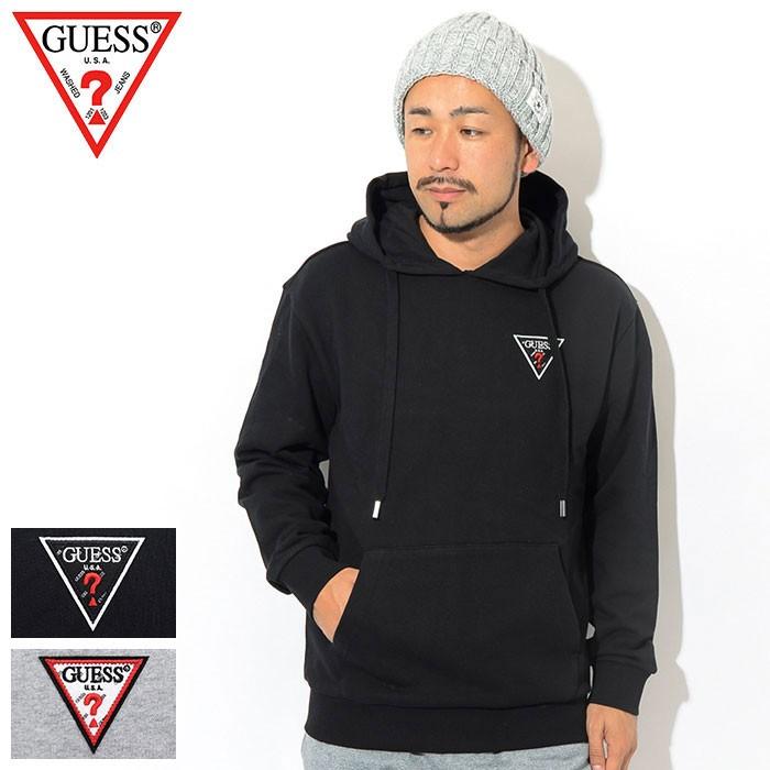 GUESS（ゲス） プルオーバー パーカー メンズ フェルト ロゴ パッチ
