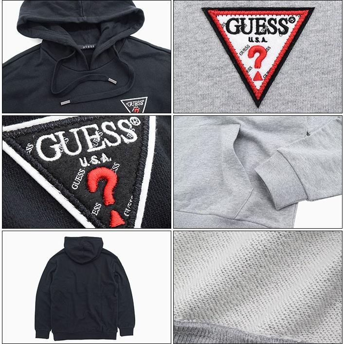 GUESS（ゲス） プルオーバー パーカー メンズ フェルト ロゴ パッチ