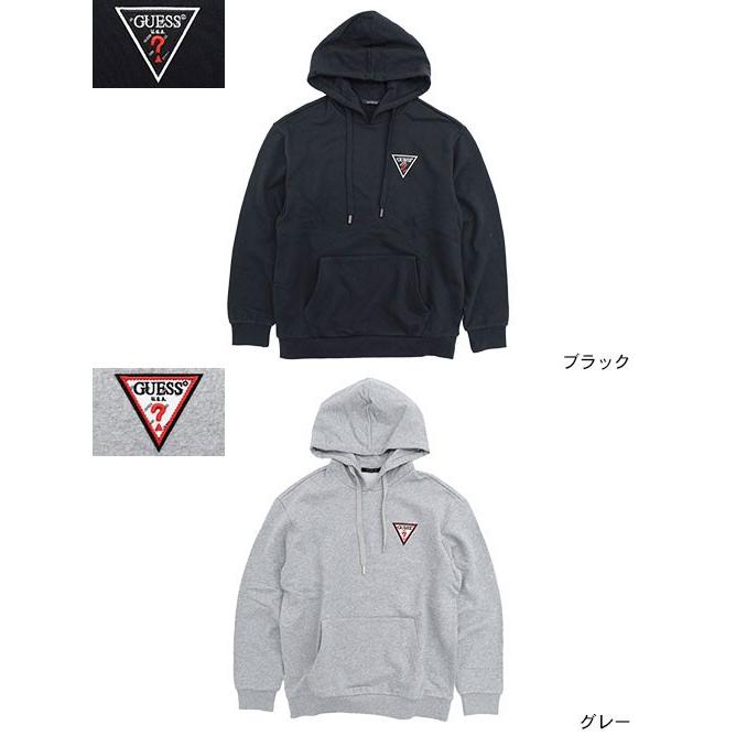 GUESS（ゲス） プルオーバー パーカー メンズ フェルト ロゴ パッチ
