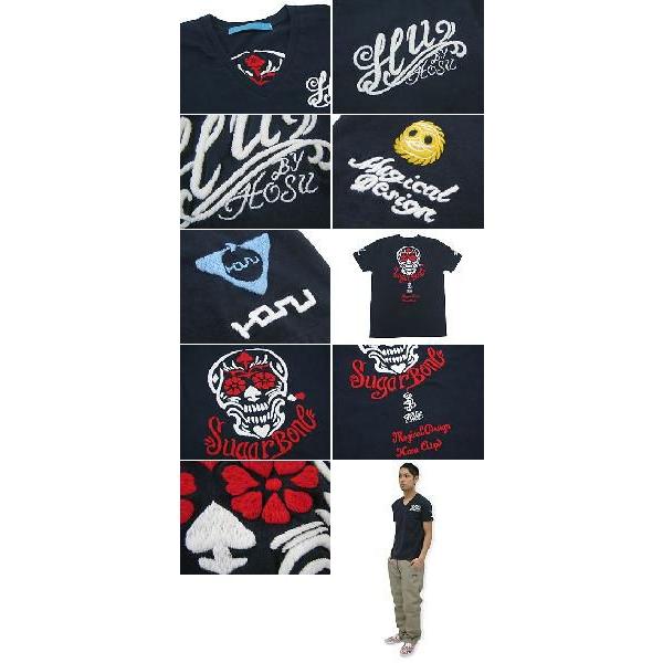 HOSU ホス Hosu スカル ハンド エンブロイダリー Vネック 半袖 限定 
