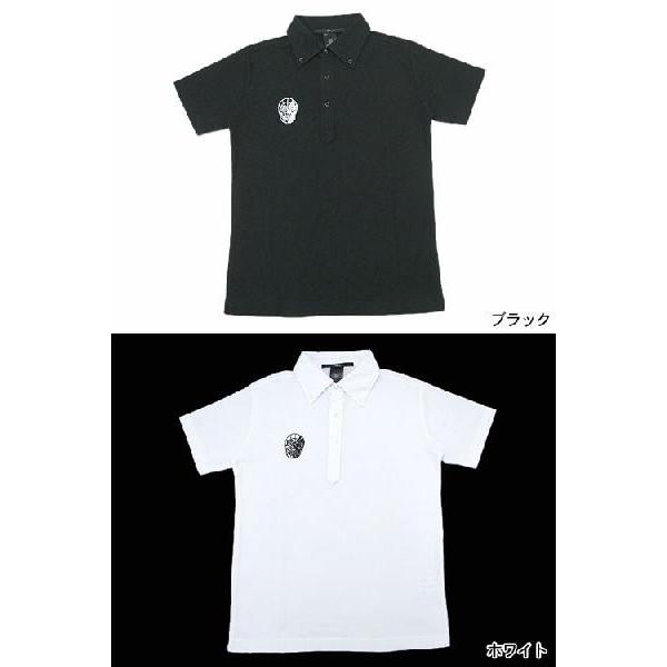 MARK&LONA 総柄 刺繍 ボーダー ポロシャツ スカルワッペン XL HOSU（ホス） スカル ワッペン ポロシャツ 半袖 レフティーリミテッド