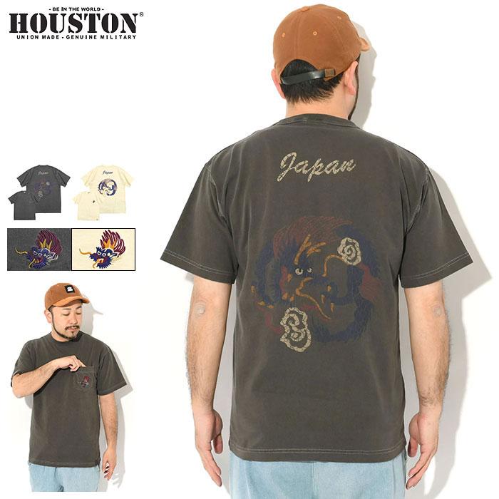 HOUSTON（ヒューストン） Tシャツ 半袖 メンズ ドラゴン ピグメント