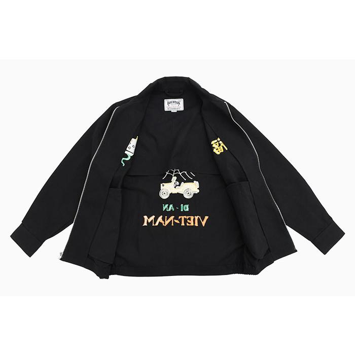 Varde77♦日本製 ベトナム 刺繍 スーベニア ジャケット 総裏地 黒 1 HOUSTON（ヒューストン） ジャケット メンズ スカル ベトナム ( Skull