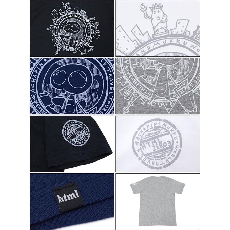 エイチティエムエル ゼロスリー HTML ZERO3 Tシャツ 半袖 メンズ & レディース ガチャピン・ムック ワールド トラベル コラボ(World Travel) | HTML03 | 03