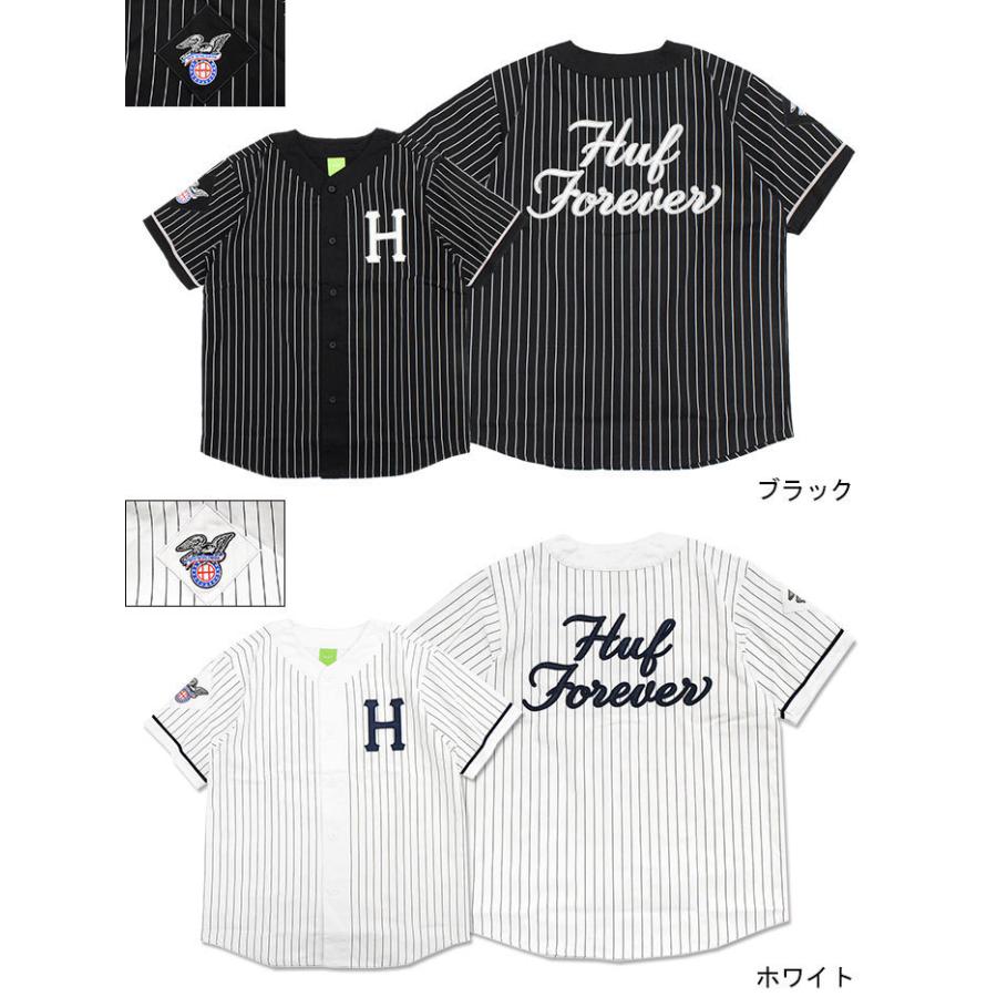 【美品】HUF ハフ　ベースボールシャツ　ブラック　黒　ロゴ刺繍 HUF THRASHER ハフ スラッシャー ベースボール ジャージ CENTER