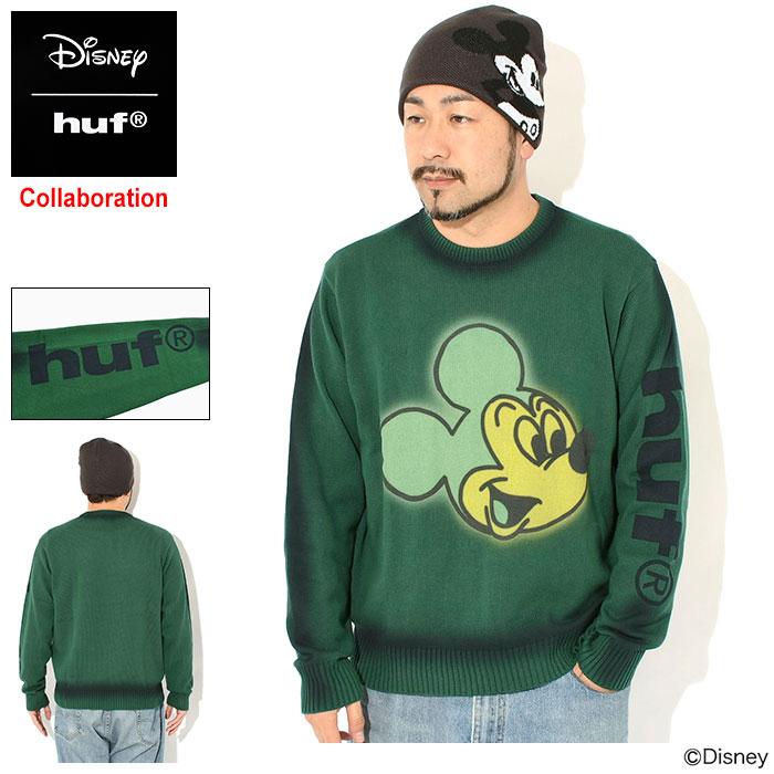 美品 希少XLサイズ HUF ハフ ビックロゴ コットン セーター デザイン HUF（ハフ） セーター メンズ ディズニー ミッキーマウス ミッキー