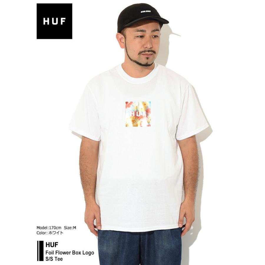 ★国内在庫/即発可*HUF*IN-BLOOM花柄ロゴTシャツ/WHITE★ HUF ハフ Tシャツ 半袖 メンズ フォイル フラワー ボックス ロゴ