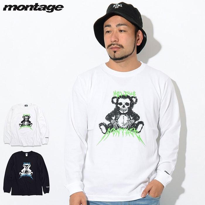 モンタージュ Tシャツ 長袖 montage メンズ ハグ ミー ベアー(montage Hug Me Bear L/S Tee T-SHIRTS ロンt トップス MT-T021)｜icefield