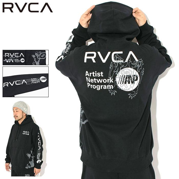ステッカー付き ルーカ ARCH RVCA ビッグシルエット ブラックS RVCA（ルーカ） パーカー プルオーバー メンズ オーバー プリント