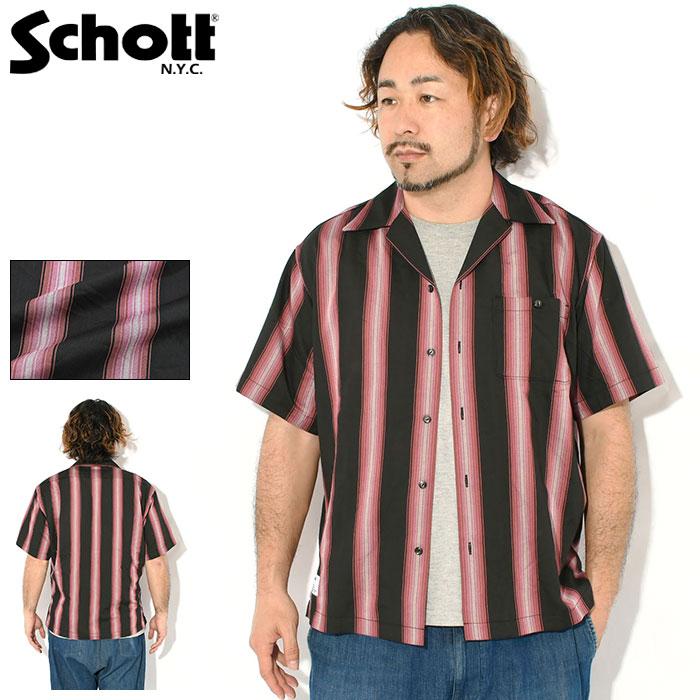 ショット シャツ 半袖 Schott メンズ ストライプ ( Schott Stripe S/S Shirt オープンカラー カジュアルシャツ トップス メンズ 男性用 7826123011 )