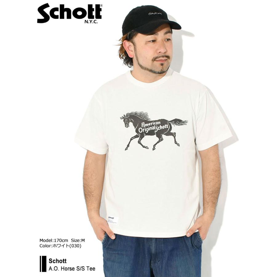 希少 SCHOTT ショット 刺繍 半袖 ホース 馬 アニマル ワークシャツ Schott N.Y.C（ショット） Tシャツ 半袖 Schott メンズ A.O. ホース
