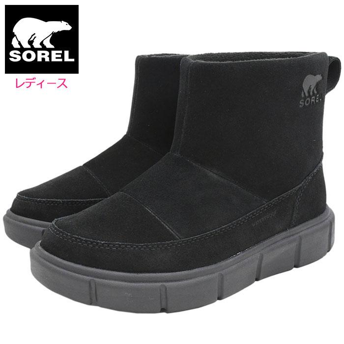 SOREL（ソレル） スノーブーツ レディース 女性用 エクスプローラー 3 スリッポン ウォータープルーフ Black/Sea Salt ...