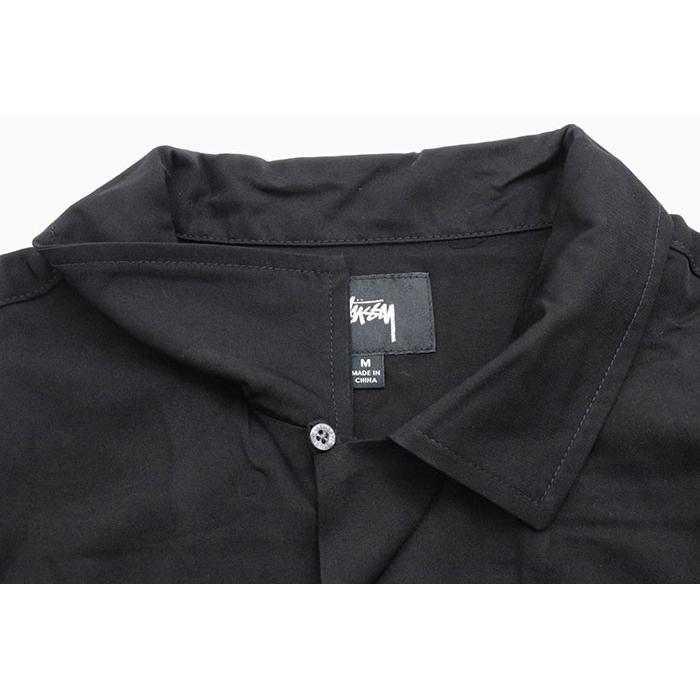Stussy ブラック 長袖シャツ レオパード襟 STUSSY ステューシー シャツ 長袖 メンズ Embroidered Dragon
