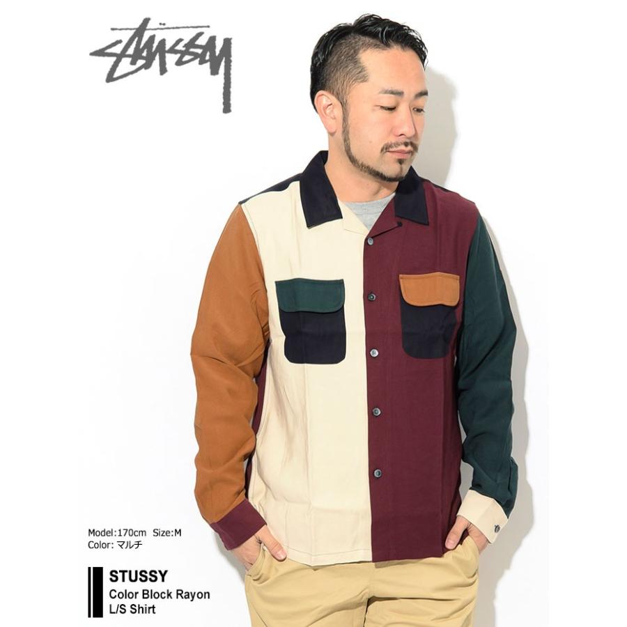 STUSSY ステューシー シャツ 長袖 メンズ Color Block Rayon