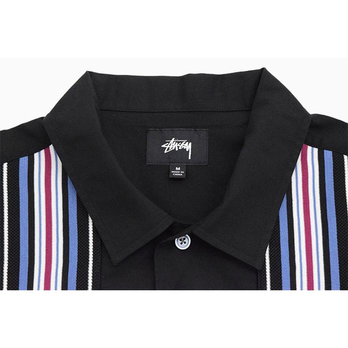STUSSY Striped Knit Panel オープンカラーシャツ STUSSY ステューシー シャツ 半袖 メンズ Striped Knit Panel