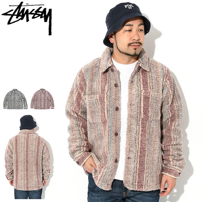 STUSSY ステューシー ジャケット メンズ Stripe Sherpa Shirt STUSSY ステューシー ジャケット メンズ Stripe Sherpa Shirt