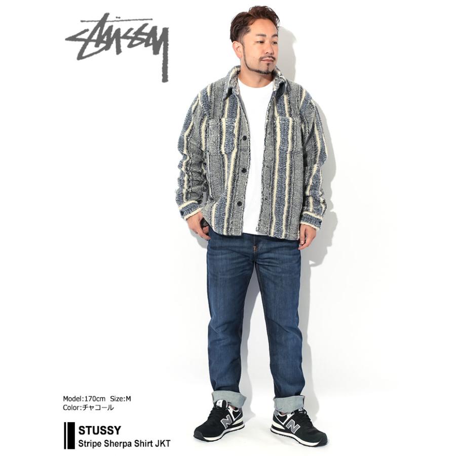 ステューシー ジャケット STUSSY メンズ Stripe Sherpa Shirt ( stussy JKT シェルパ フリースジャケット FLEECE 1110197 USAモデル 正規 )｜icefield｜04