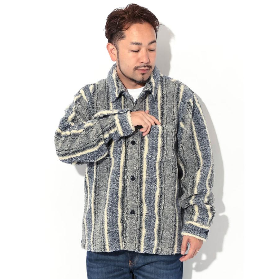 ステューシー ジャケット STUSSY メンズ Stripe Sherpa Shirt ( stussy JKT シェルパ フリースジャケット FLEECE 1110197 USAモデル 正規 )｜icefield｜05