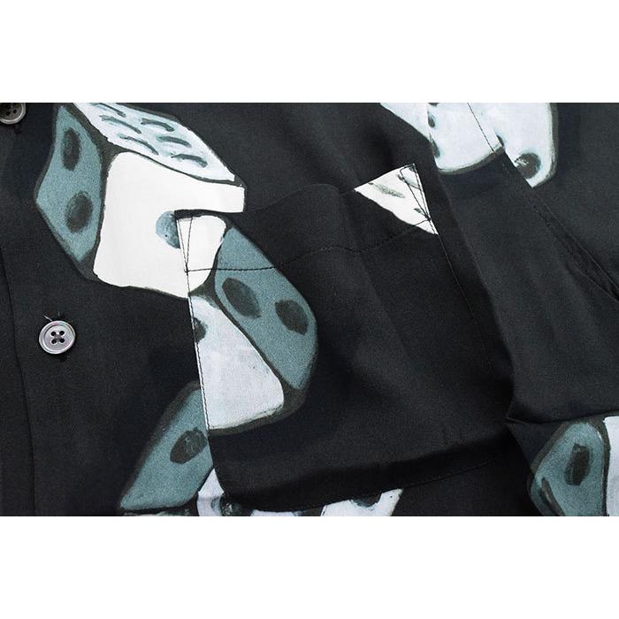 Stussy ポルトガル製 サイコロ柄 半袖シャツ S ブラック ステューシー) STUSSY SKULL PATTERN SHIRT (SS:SHIRT)(111969